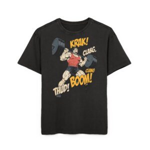 Vintage Weightlifting Tee — "Steelbreaker" Comic Barbell Design